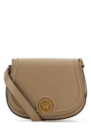 Chlo&eacute; Cappuccino Leather Horse Medal Crossbody Bag