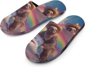 Generic Sloth Shark Mens Slippers Warm Non-Slip Houes Shose Spa Slipper for Home Bedroom
