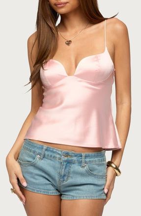 Edikted Jema Cupped Satin Effect Top in Light-Pink at Nordstrom, Size X-Small