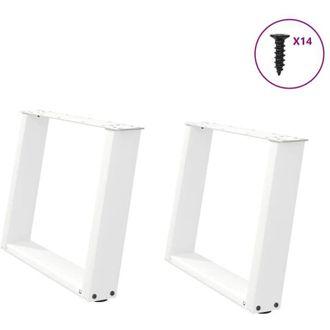 vidaXL Vidaxl - Patas Para Mesa De Centro En Forma De U (2 Unidades), Color Blanco, 70 X (42-43) Cm, Acero
