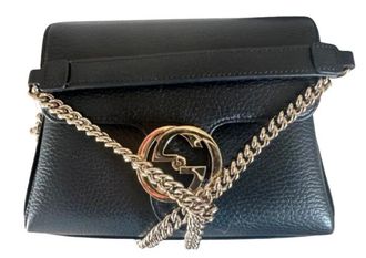Gucci Black Leather Interlocking Crossbody Bag Size M