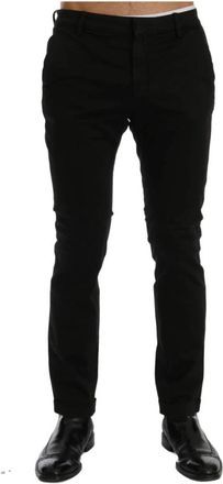 Costume National Chique Zwarte Slim Fit Katoen Stretch Broek - Heren - Slim Fit Broeken - Zwart - S - Katoen - Broeken