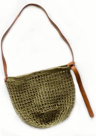 Minga London Maria Woven Market Bag - Leather Strap in Green at Nordstrom