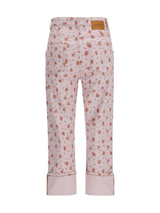 Ganni Womens Printed Capri Pants Peachskin Cotton; Elastane Trousers