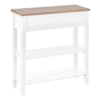 HOMCOM Homcom - Mesa Consola Mesa Recibidor Con 2 Estantes Y Caj&oacute;n Para Entrada Pasillo Sal&oacute;n 75,6x27,5x80,5 Cm