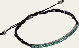 Tateossian Mens Windsor Macrame Pull Bracelet with Green Emeralds