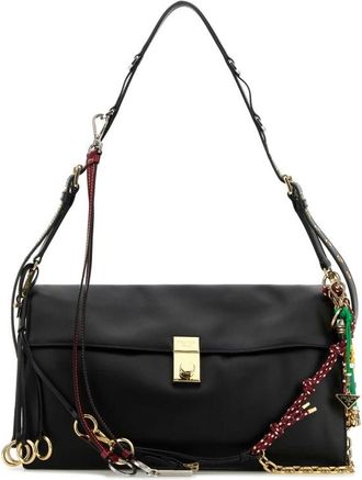 Prada Black Leather Large Prada Soft Sound Shoulder Bag