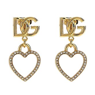 Dolce & Gabbana Logo en Hart Stud Oorbellen - Dames - Oorbellen - Geel - ONE Size - Accessoires