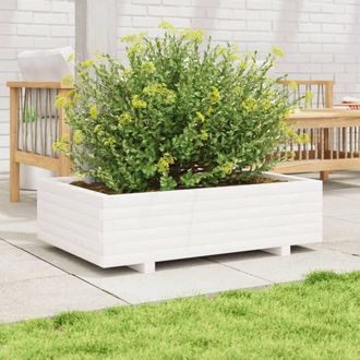 Berkfield Home Decorative Garden Planter White 90x60x26.5 cm Solid Wood Pine