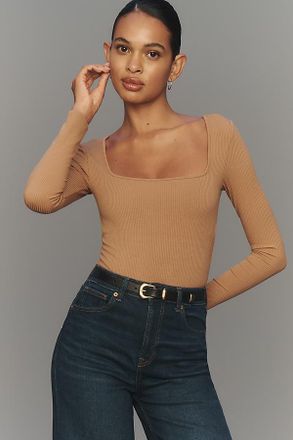 L*Space Amore Long-Sleeve Square-Neck Bodysuit