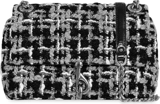Rebecca Minkoff Edie Tweed Convertible Crossbody Bag in Nero/black at Nordstrom
