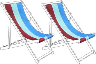 Beliani Conjunto De 2 Telas De Poli&eacute;ster Para Tumbona De Jard&iacute;n Patr&oacute;n De Rayas Exterior Multicolor Anzio / Avellino