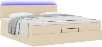 vidaXL Cama Otomana Con Colch&oacute;n Y Luces Led Tela Crema 180x200cm Vidaxl