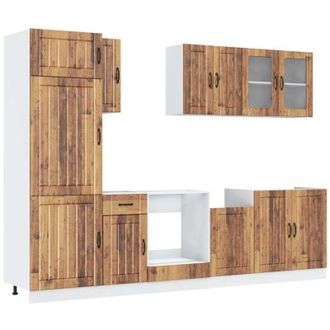 vidaXL Mueble Cocina Kalmar Madera Vieja 8 Pzas Madera Contrachapada