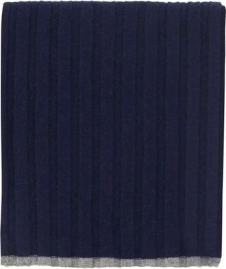 Brunello Cucinelli Geribbeld Kasjmier Sjaal met Kralen - Heren - Wintersjaals - Blauw - ONE Size - Kasjmier - Accessoires
