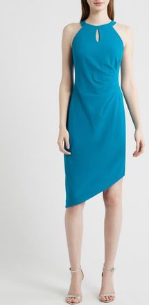 Anne Klein Side Pleat Asymmetric Dress in Ink Teal at Nordstrom, Size 10