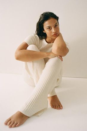 H&M Cable-knit Trousers in Cream at Nordstrom, Size Xx-Large