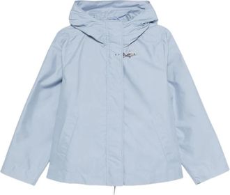 Fay Korte Parka Jas met Capuchon - Dames - Regenjassen - Blauw - L - Polyester - Jassen