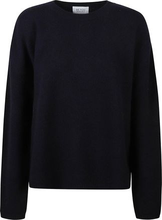 Be You Black Knit Sweater with Round Neckline and Cropped Hem