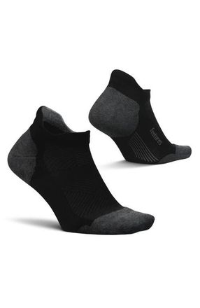 Feetures Elite Max Cushion No Show Tab Ankle Socks Sport Sock with Targeted Compression in Black at Nordstrom, Size X-Large