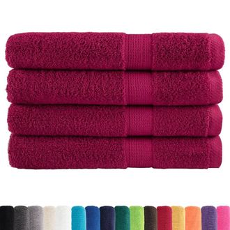 Berkfield Home Premium Towels SOLUND 4pcs Bordeaux 100x200cm 600gsm in Wine