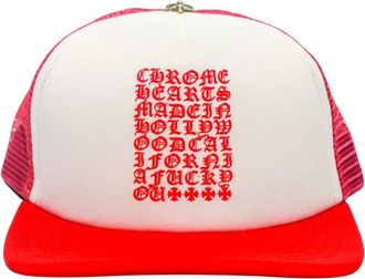 Chrome Hearts Accessoires, Heren, Veelkleurig, ONE Size, Leer, Eyechart Trucker Hat