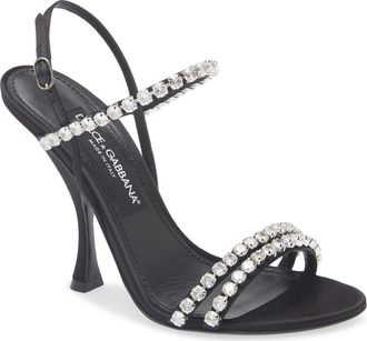 Dolce & Gabbana Crystal Strap Sandal in 8S488 Nero/Crystal at Nordstrom, Size 10Us