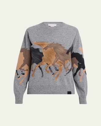 Stella McCartney Racing Horses Crewneck Sweater