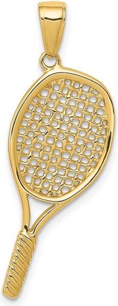 Diamond2Deal 14k Yellow Gold Solid Polished 3-D Tennis Racquet Pendant