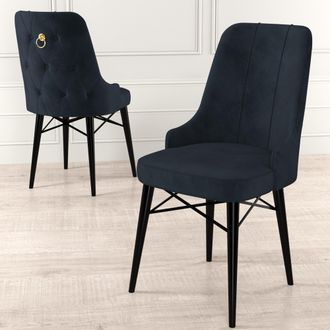 Dmora Silla Cressa, 6 Sillas, Acolchado, Peso Soportado 120 Kg, Negro