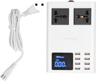 OEM Adaptador De Cargador Usb Led, Protecci&oacute;n Contra Sobrecorriente, 8 Puertos, Fuente De Alimentaci&oacute;n Lcd, Enchufe Europeo, Ca 100-240v