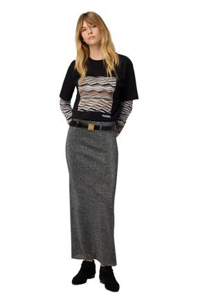 Missoni Long Skirt With Slit in Silver at Nordstrom, Size 40 It