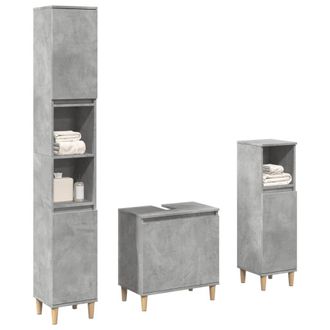 Berkfield Home 3 Piece Bathroom Furniture Set Concrete Grey Engineered Wood