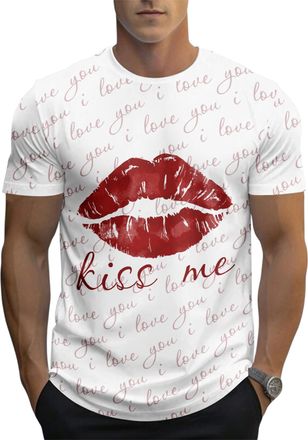 Generic Mens Valentines Day Short Sleeve T-Shirt - Round Neck Casual Tops (UK, Alpha, M, Regular, Regular, White1)