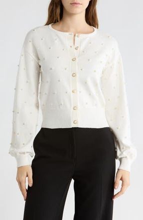 By Design Valerie Faux Pearl Cardigan in Cloud Dancer at Nordstrom Rack, Size X-Small