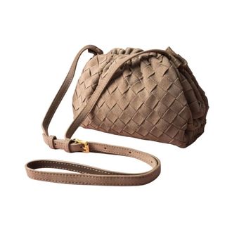 Estro & Luminara Kleine Velours Pouch Tas - Dames - Tassen - Bruin - Maat: ONE Size Velours