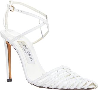 Jimmy Choo London Tamai leather caged toe criss cross sandals