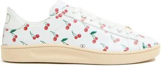 Valentino Garavani Royco Cherry-Print Low-Top Sneakers - Mens - Calf Leather/Goat Skin/Rubber