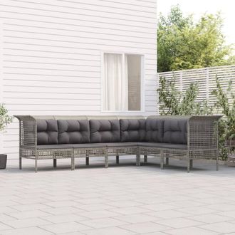 vidaXL Set De Muebles De Jard&iacute;n 6 Pzas Y Cojines Rat&aacute;n Sint&eacute;tico Gris Vidaxl