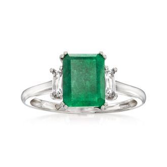 Ross-Simons Emerald Ring With. White Topaz in Sterling Silver