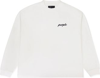Purple Off White Oversized Long Sleeve T-shirt