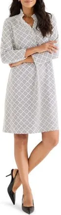 Nic+Zoe Diamond Etching Clementine Ruffle Shift Dress in White/Black Multi at Nordstrom Rack, Size Xx-Large
