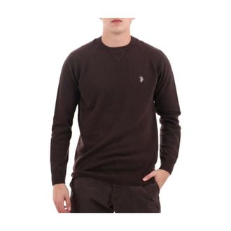 U.S.Polo Association U.S. Polo Assn., Round-neck Knitwear, male, Brown, Size: XL Overdyed Wool Blend Crew Neck Sweater