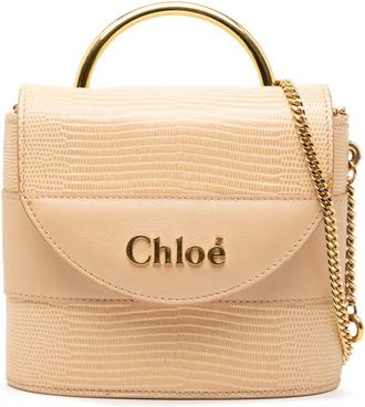 Chlo&eacute; 2020 Lizard Embossed Leather Aby Lock satchel - Bruin