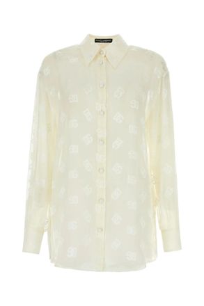 Dolce & Gabbana Devorè Silk Satin Shirt With Dg Logo