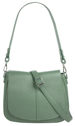 Cluty Umh&auml;ngetasche CLUTY, Damen, Gr. B/H/T: 23cm x 18cm x 8cm onesize, gr&uuml;n, Leder, leicht gl&auml;nzend, unifarben, Taschen Umh&auml;ngetasche, echt Leder, Made in 