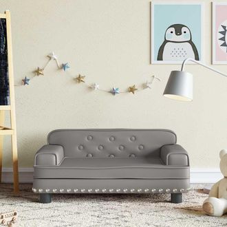 vidaXL Sof&aacute; Para Ni&ntilde;os De Cuero Sint&eacute;tico Gris 70x45x30 Cm Vidaxl