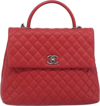 Chanel Coco Top Handle Caviar Red Calfskin Handbag (Pre-Owned)