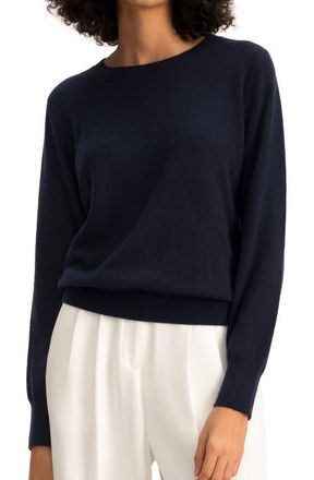 LilySilk Womens Cashmere Super Soft Crewneck Sweater in Navy Blue at Nordstrom, Size Small