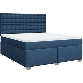 vidaXL Cama Box Spring Con Colch&oacute;n Tela Azul 180x200 Cm Vidaxl